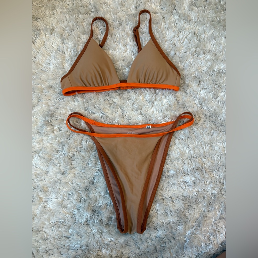 AERIE Tan and Orange Bikini Set
